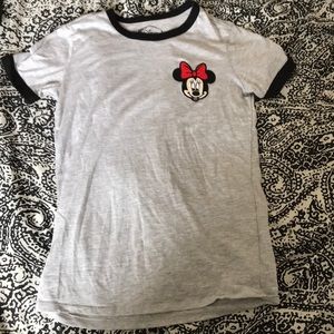 Gray and black shirt with Minnie Mouse patch